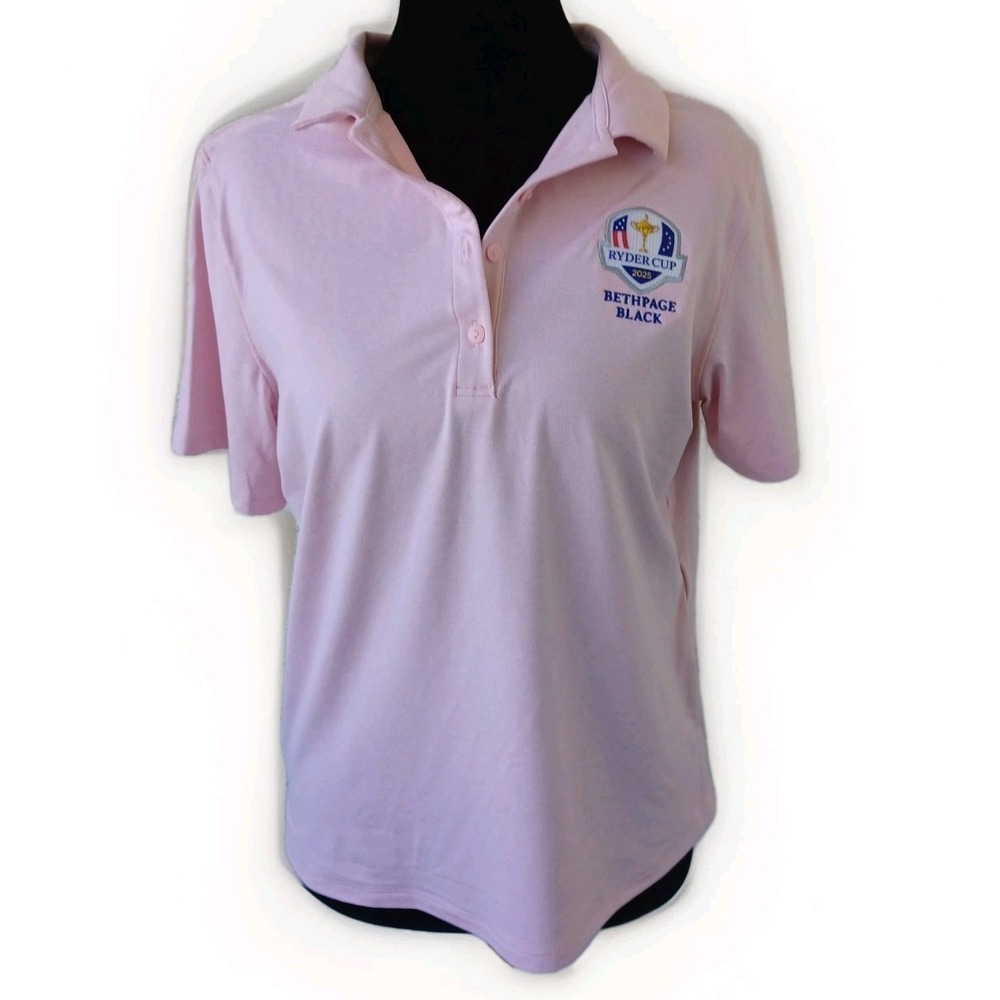 Under Armour Womens Ryder Cup 2025 Bethpage Black Polo Shirt Pink Medium UPF 50+